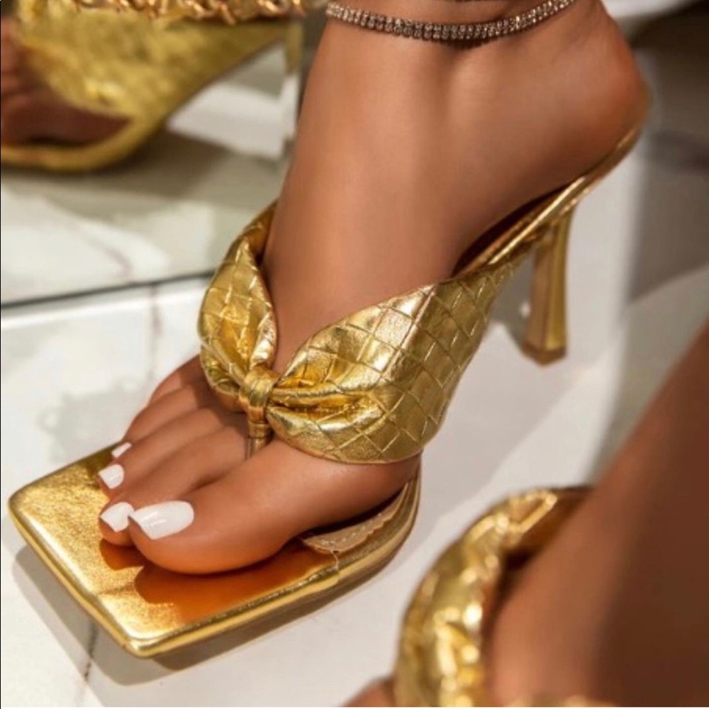 Gold heel mule